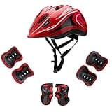 HENXING Kids Helmet Knee Elbow Pads Wrist Guard Sport Protective Gear Adjustable Scooter Skateboard Roller Bike Skate Cycling Safety Set for Boy Girl 4-12 Years(Red)
