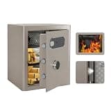 VALINIRT 2.4 Cu.Ft Fireproof Safe with Electronic Keypad, Fingerprint Security Safe Box, Home Safe with Removable Shelf Fireproof Bag, LED Light & Security Alarm(17.7"H × 14.2"W × 16.2"D(Gray)