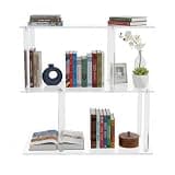 faoeqqEga Acrylic and Metal Bookcase, 4-5 Tier Open Geometric Display Rack w/Wheels Hooks for Living Room, Study & Office (Clear (22.4"))