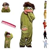 ayattecy Monster Onesie - Funny Big Mouth Monster Jumpsuit for Adults Hooded Fleece Costume Cozy One Piece Pajamas Gift (Green,Small)