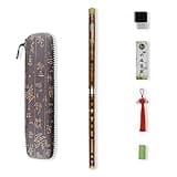C Key Dizi Bitter Bamboo Flute for Beginners with Free Membrane & Glue & Protector Set Traditional Chinese Instrument(Key of C/Bitter Bamboo)