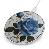 Rustic Blue Floral Wireless Charger, Fast Charging Pad