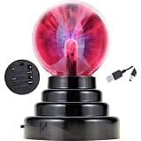 PowerTRC Plasma Ball, 3 inch Plasma Night Lamp, USB or Battery Powered Touch Responding Globe, Party Props, Bedroom Decoration for Kids