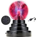 PowerTRC Plasma Ball, 3 inch Plasma Night Lamp, USB or Battery Powered Touch Responding Globe, Party Props, Bedroom Decoration for Kids