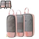 6-Piece Expandable Space-Saving Packing Cubes, Travel Compression Luggage Organizer Bags with Shoe Bag and Laundry Pouch, Suitcase Storage for Clothing, Vacation, Camping, Cruise (Pink,3Pcs)