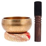 HOLIDYOYO Tibetan Singing Bowl Meditation Yoga Bowl with Wooden Mallet and Cushion Copper Material Easy to Carry for Sleep and Pressure Relief