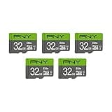 PNY 32GB Elite Class 10 U1 microSDHC Flash Memory Card - 100MB/s, Full HD, UHS-I, Micro SD, 5 Count (Pack of 1)