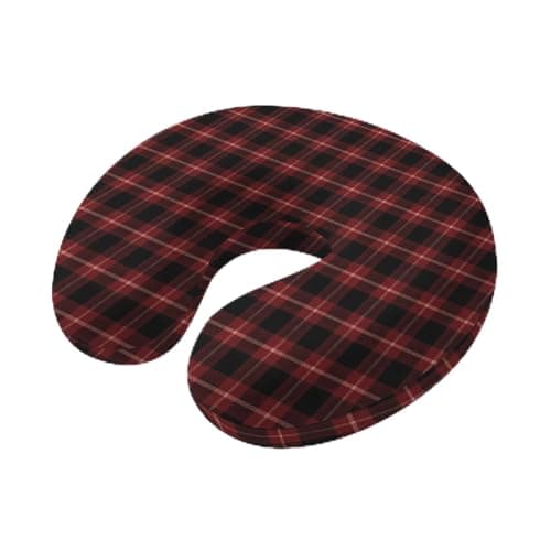 ZRNLTDGHK Neck Pillow Red Black Classic Check Travel Pillow Memory Foam U Shaped Pillows, Minimalist Grids Travel Neck Pillows for Airplane Car Office Home Sleeping Rest