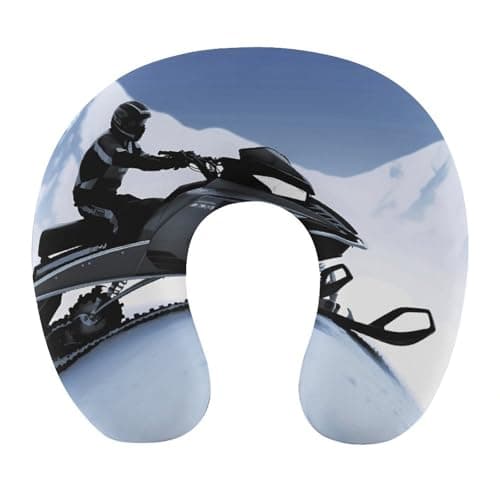 FekiLoot Snowmobile Travel Pillow Ergonomic Travel Head Portable Neck Pillow Comfortable U Shape Memory Foam Pillows Office Napping Pillows for Trains Cars Planes