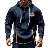 CMELTANM Men's USA Flag Half Zip Hoodie Long Sleeve Pullover Sweatshirt with Multi Pockets