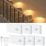 WILLED Motion Sensor Night Light, Rechargeable Stair Lights Indoor, Warm White Motion Sensor Light Indoor, Battery Operated Night Light for Hallway, Stairway, Bathroom, Bedroom, Kitchen, 6 Pack