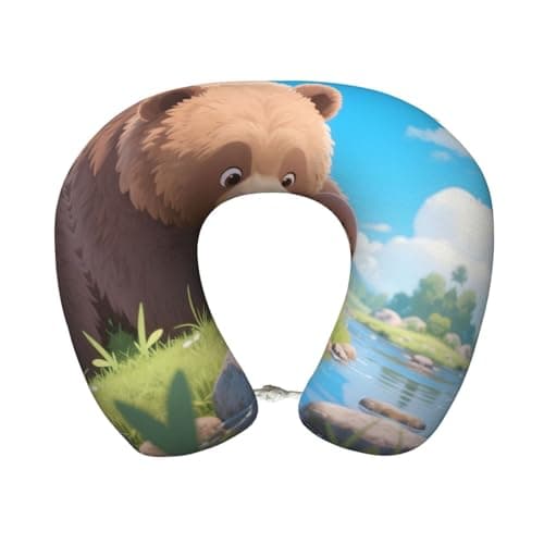 YzgWjBhd Memory Foam Travel Pillow, Bear Mom Printed Portable Neck Pillow for Home Airplane Car Train
