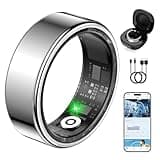 TERRALAB 2.0 Smart Ring,iOS & Android Compatible,IP68 Waterproof,Sports/Stress/Blood Oxygen/Heart Rate/Sleep Health Monitoring for Women&Men, with a Charging Case,No Subscription Fee (Sliver, 9)