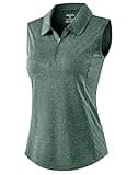 G Gradual Women's Golf Shirts Lightweight 1/4 Zip Collared Tank Top Sleeveless Polo Shirts for Tennis Pickleball Casual, Heather Grey Sage, XL