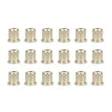 Omquot 18 Pcs Brass Durable Gold String Ferrules for Electric Guitar, Easy Installation, Universal Replacement for Electric Guitar Strings, High Quality Materials, Suitable