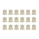 Omquot 18 Pcs Brass Durable Gold String Ferrules for Electric Guitar, Easy Installation, Universal Replacement for Electric Guitar Strings, High Quality Materials, Suitable