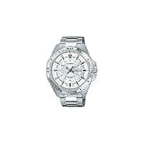 Casio MTD-1085D-7A Men's Stainless Steel Analog Watch, Silver Dial, Day-Date Display, 10-Year Battery, WR 100M
