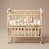 Flwrgirl Convertible Mini Baby Crib - Portable Bedside Bassinet with Mattress Included,3 Heights Baby Crib with Wheels for Small Room and Newborns 0-12 Months,Unpainted