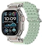 ANKANG Upgraded Ocean Band Compatible with Apple Watch Ultra 3/2/1 49mm, Series 11/10 46mm, Series 9/8/7 45mm, SE 3/2/SE and Series 6/5/4 44mm, Metal Connector Breathable Sport Strap Mint green
