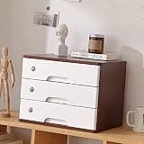 GFSGHZZ Lockable Desktop Storage Box with Drawers - Solid Wood File Cabinet for Office Supplies, A4 Receipt Storage, Small Chest of Drawers for Home Or Office Use,One Color-3 Drawer