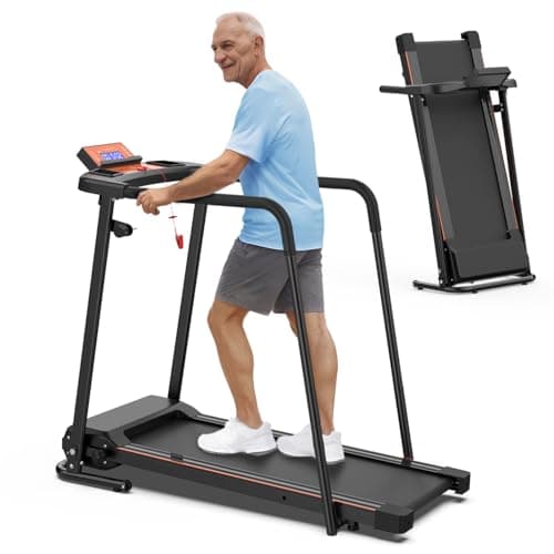 Treadmills for Home, Portable Foldable Treadmill with Incline and Armrest for Seniors, Walking Pad with Handle Bar, 300 LBS Capacity, Under Desk Treadmill with Auto Incline, APP Control,A-1