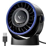 SWEETFULL USB Small Desk Fan - 5 Inch Mini Personal Desktop Fan, 4 Speeds Cooling Strong Airflow, 360° Adjustable Tilt, Quiet Portable Table Fans for Bedroom, Home, Office, Travel & Cruise, Black
