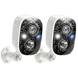 GMK Security Cameras Wireless Outdoor, 2K Battery Powered Cameras for Home Security, Color Night Vision, Motion Detection, 2-Way Talk, IP65 Waterproof, Remote Access, Cloud/SD Storage 2-Pack