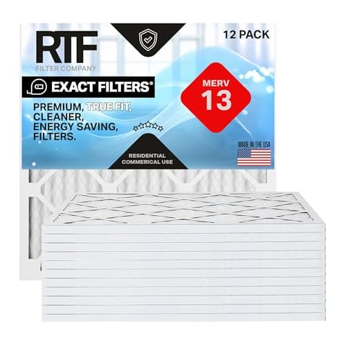 Exact Filters 12-3/4x19x1 Air Filter MERV 13 (12-Pack), Pleated HVAC AC Furnace Air Filters Replacement