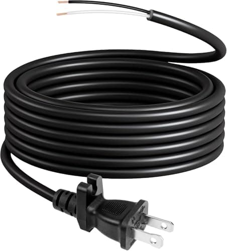 HASMX 30 Feet Long 17 Guage 2-Prong Replacement Power Supply Cord Cable for Shark, All Upright Eureka, Sanitaire, Bissell Vacuums Vacuum Cleaner Power Cord - Black Color, 1 Pack