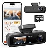 70mai 4K Dash Cam Front and Interior, 4K HDR Dash Camera with F1.55 Aperture, Wi-Fi 6, 24H Parking Surveillance, GPS, Loop Recording, 64GB Card Included, UHD Dashcam for Cars/Taxi/Uber/Lyft