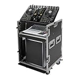 10U Pa DJ Rack Road Case, 2 Tier Audio Amp Effect Rack Case with DJ Mixer Top, Heavy Duty Studio Equipment Cabinet with Wheels, 10 Space Pro Audio DJ Road Rack Case For Studios Home Theatre KTV Party