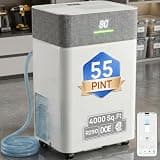 Uthify 55 Pints Dehumidifier with WiFi App Control for 4000 Sq.Ft, Fabric-Wrapped Body & Dual-Screen Display, Smart Compressor with Drain Hose, 1.2GAL Tank, High Capacity for Basement Bedroom Home