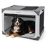 Noocyarn Collapsible Soft Dog Crate 42 Inch, Portable Travel Pet Crate for Extra Large Dogs with 4-Door Mesh, XL Dog Kennel Indoor & Outdoor, Light Grey