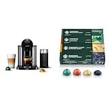 Nespresso Vertuo Coffee and Espresso Maker by Breville, Matte Black with Aeroccino Milk Frother + Starbucks Capsules
