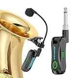 Lefiko 2.4G Wireless Saxophone Microphone System, Clip-On Sax Mic for Brass (Trumpet, Trombone, Tuba, Cornet, French Horn), Easy Setup Brass Instrument Mic for Practice, Teaching & Small Gigs