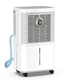 Dravonic 34 Pints Dehumidifier for Basement and Home, Quiet 3-Mode Operation with Continuous Drain Hose, 0.5 Gal Tank, Auto Defrost for Bedrooms and Bathrooms