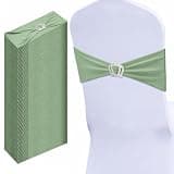 NeiJueqng 50 Pcs Sage Green Chair Sashes with Crown Buckle, Elegant Spandex Chair Bows for Wedding Decorations and Party Sashes