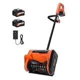 Habitio Snow Shovel Cordless, 20V | 10 Inch Electric Snow Blower with 2 X 4.0Ah Replaceable Batteries & Charger Up to 50 Mins, Battery Operated Snow Blower with Adjustable Front Handle, Lightweight