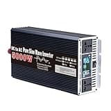 HUIZHITENGDA 5000W Pure Sine Wave Power Inverter, 12V DC to 110V/220V AC Voltage Converter, Car Inverter for RV,Truck,Solar Off-Grid Converter with 2 AC Outlet,12VTO110V