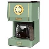 Amaste Drip Coffee Maker, Coffee Machine with 25 Oz Glass Coffee Pot, Retro Style Coffee Maker with Reusable Filter & Three Brewing Modes, Warming Plate, Matcha Green