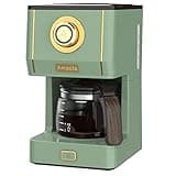 Amaste Drip Coffee Maker, Coffee Machine with 25 Oz Glass Coffee Pot, Retro Style Coffee Maker with Reusable Filter & Three Brewing Modes, Warming Plate, Matcha Green