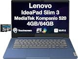Lenovo IdeaPad Slim 3 Chromebook 14" IPS FHD Touchscreen Display, MediaTek Kompanio 520 Processor, 4GB RAM, 320GB Storage (64GB SSD + 256GB Micro SD Card), WiFi 6, Bluetooth 5.1, USB-C, Chrome OS