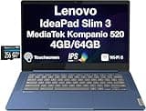 Lenovo IdeaPad Slim 3 Chromebook 14" IPS FHD Touchscreen Display, MediaTek Kompanio 520 Processor, 4GB RAM, 320GB Storage (64GB SSD + 256GB Micro SD Card), WiFi 6, Bluetooth 5.1, USB-C, Chrome OS