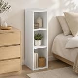 Furevol 3-Tier Narrow Bookshelf, 8-Inch Width Bookcase, Book Shelf with Storage Shelf, 9.3 x 7.9 x 31.5, for Living Room, Home Office, Bedroom, White
