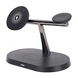 GOWENIC Wireless Charger Stand, 3 in 1 Fast Charging Station, Magnetic Wireless Charging Dock for, Nightstand Charger Stand for Travel Home Office