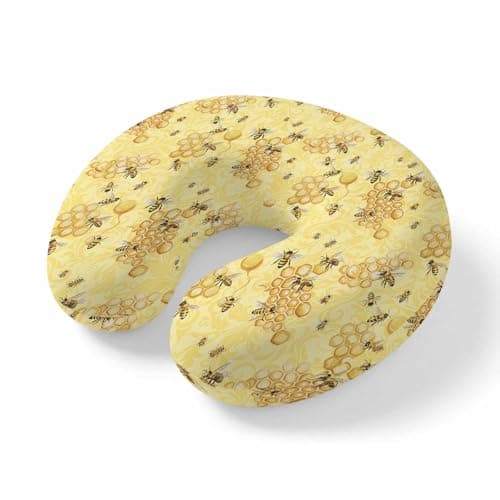VXVKT FSEAE Watercolor Farm Insects Bees Travel Pillow,U Shaped Ergonomic Neck Pillows Yellow Bee Nests Memory Foam Portable Neck and Head Support Cushion for Airplane Car Home Office Sleeping