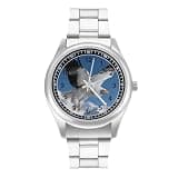 FodPand Analog Men Stainless Steel Band Watch Big Face Silver Wristwatch