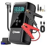 Jump Starter with Air Compressor, 6000A Car Battery Jumper Starter with 160 PSI Tire Inflator Portable, LED Display for 10L Diesel All Cars Engines, Jumper Cables and Light