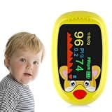 Pulse Oximeter, Pulse Oximeter Oxygen Monitor Finger For Kids and Child Over 2,Children's Sats Monitor Checking Oxygen Saturation, Heart Rate,PI At Home, School or Trip Use (yellow)