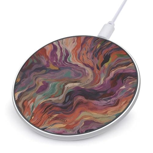 Green and Orange Wireless Charger Portable 10W Fast Wireless Charging Pad Compatible with Phone Ultra-Thin Charging Station Lightweight Charger Mat for Travel Home Office Desk